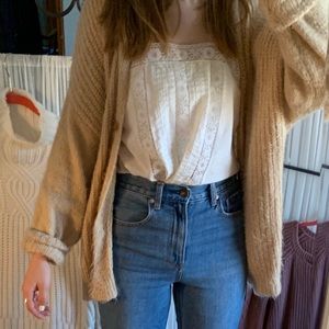 forever 21 fuzzy oversized button sweater